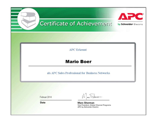 APC Sales Professional for Business Networks Mario Boer